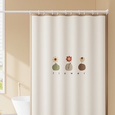 욕실 샤워커튼 고급 방수 곰팡이방지 화장실 파티션 가림막 커튼 건습분리 + 커튼링, 1개, B