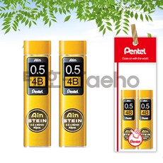 펜텔 아인슈타인 샤프심 0.5mm 2B/3B/4B 세트, 1팩, 아인 0.5 C-275-4B 2개
