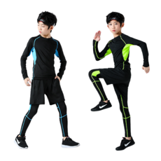 [Y Object] 아동 주니어 유소년 스포츠 이너웨어 (상의+하의 세트) 축구 기능성 레깅스 키즈 그린 블루