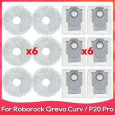 Roborock Qrevo C / 5AE Curv EdgeC 호환 브러시 필터 물 먼지봉투, 12 Set L