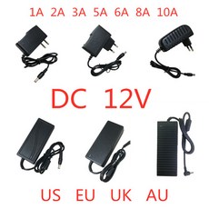 AC 100V-240V DC 12V 1A 2A 3A 5A 6A 8A 10A 전원 공급 장치 어댑터 LED 스트립 조명용 볼트 조명 변압기 변환기, [03] 10A, [00] EU Plug, [00] 12V