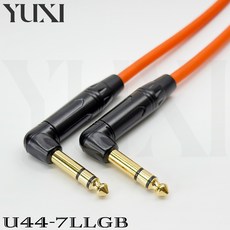 雙彎頭 6.3mm 公對公 TRS L型 麥克風線 立體轉立體 跳線 平衡線 效果器, 1個, 橙色線材,2米 含雙頭