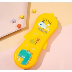 304不鏽鋼兒童學習筷，卡通造型學習筷，可拆洗訓練筷，附餐具盒，多色可選, 恐龍餐具盒-黃, 1個