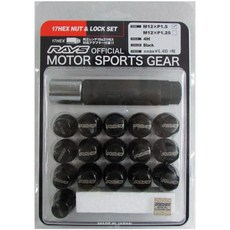 RAYS レイズ 레이즈 17 HEX 락앤너트 세트 4홀용 M12x1.5BK 블랙 74082000002BK, 1개