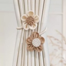 묶기 커튼밴드 고급스러운 쌍 플라워 커튼끈 장식타이백 스트랩 버클 타이백 커텐타이 고정끈, 브라운, 브라운