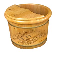가정용 우드 족욕기 원목 발마사지 사우나 찜질, 덮개 둥근 가장자리 원목 높이 30cm, 1개