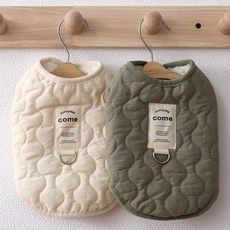 바사바사 강아지옷 강아지 누빔 패딩조끼, 1개, 아이보리