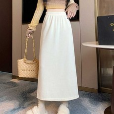 겨울 기모 안감 롱 스커트 허리 밴딩 코듀로이 치마_WFL7626