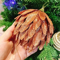 甜妞節慶 現貨 10公分金蔥/麻繩聖誕球 (香檳金/古銅色) - 聖誕樹裝飾/聖誕佈置, 1個, 古銅果子, 古銅色