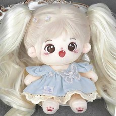 日向蝶娃衣20cm棉花娃娃衣服女娃換裝毛絨玩偶公仔連衣裙公主裙子, 1個, 日向蝶藍色（蝴蝶配飾+連衣裙）,20cm娃衣不含娃娃