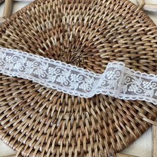 CRT 046 탐나요 레이스 원단 부자재 망사 자수 패브릭 밴드 의류 포인트 천, 1개, 화이트줄기꽃720cm