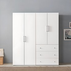 [국내제작/지정일배송] 바로방가구 애쉬 옷장 A세트 1600 장롱 수납 원룸 학생 서랍 작은방 드레스룸, 화이트