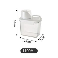 1개 리필 가능한 세탁 세제 디스펜서 파우더 탱크 섬유유연제 표백제 보관 용기 (가정 청소용 눈금 표시, 03 1100ml G4390A
