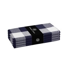 Softopia Cotton Buffalo 격자 무늬 천 냅킨 4개 세트 부드럽고 내구성이 뛰어나며 주름 방지 원단 저녁 식사 결혼식 레스토랑 뷔페 파티 크리스마스, 16" x 16" (Set of 4), 네이비, 버팔로 체크 Softopia Cotton 1