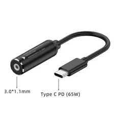 ​DC-USB C PD 65W 고속 충전 케이블 어댑터 변환기 유형 전원 잭 커넥터(MacBook 용) Lenovo Samsung Huawe, 10 3.0X1.1mm