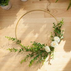 소국 조화 꽃 리스 벽장식 실베스터메탈링 중 45cm 인테리어 벽걸이 현관 문 꾸미기 소품