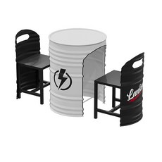 드럼통 카페 테이블 세트 업소용 야외 인더스트리얼 디자인 산업풍 인테리어 철제 가구, 블랙/화이트 테이블+의자2