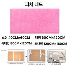 펠트보드 게시판 알림판 부착식 벽면꾸미기 화이트 공부방, 피치레드