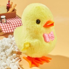 跳跳雞發條玩具：可愛小雞/小鴨造型，毛絨材質，寶寶獎勵小禮物, 跳跳小黃鴨（帶胸花）, 1個