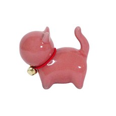 時代中西畫材 鈴鐺貓造型筆架 陶瓷毛筆筆擱, 1個, 粉紅