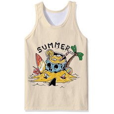 Adovigo Hawaiian Tank Top Mens Vacation Funny Graphic Summer Beach Tanks Tops 3XL, 옐로우 스컬