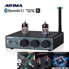 하이파이 진공관 앰프 AIYIMA T1 PRO 튜브 프리앰프 BT 5.1 미니 진공 리시버 QCC3040 APTX-HD 베이스 트레블 톤 컨트롤 포함, Only T1 PRO