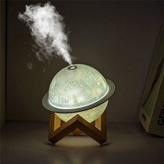 球燈家用靜音臥室補水高顏值香薰機 三色光+實木支架+香薰x2 帶加溼功能, 【土星-加溼器+小夜燈】插電使用,三色光+實木支架+香薰x2  帶加溼功能