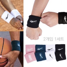 프로-스펙스 테리 손목밴드 2개입 세트 스포츠 러닝 테니스 런닝 땀흡수, 블랙, 1개