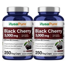 누사퓨어 블랙 체리 추출물 3000mg 바이오페린 캡슐, 250정, 2개