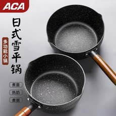 無煙不粘日式雪平鍋 麥飯石不粘鍋 泡麵鍋 湯鍋 牛奶鍋 燃氣竈電磁爐通用, 1個, [特加厚]小爐火通用,堅固不粘耐磨耐用複合底實木手柄