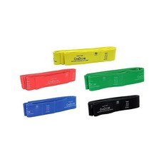 Cando 멀티 그립 1.8m6피트 운동 저항 밴드 손 및 발 루프 포함 전신 운동 훈련 재활 스트레칭 및 치료를 위한 레드 난이도 - 경량 저항 1.8kg4파운드, CANDO 5피스 세트