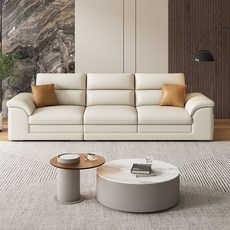 김가네가구 모던 가죽 소파 KKD2323, 아이보리_320cm