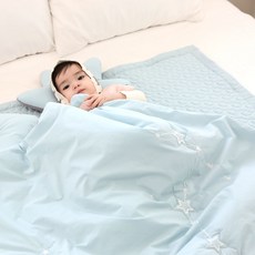 피넛버터젤리 오브 12가지 별자리 아기 차렵이불 100x150, 라이트블루:100x150