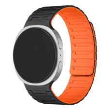 티엑스엘엑스 갤럭시워치 8 클래식 실리콘 마그네틱 자석 밴드 스트랩, 블랙/오렌지