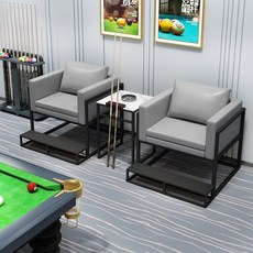 QJUN 臺球沙髮觀球椅子，桌球廳專用休息沙髮，舒適看球臺球室用品，耐用穩固。, 灰色雙人組合（加踏板）, 1個