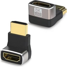 골드 도금 HDMI 90도 및 270도 어댑터 2개 세트 직각 수직 L자형 8K60Hz 4K120Hz 지원 HDTV Xbox PS5용, Right Angle Male-to-Female - 2