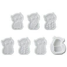 Ipotkitt 7피스 7가지 스타일 화이트 올빼미 실리콘 몰드 새 동물 레진 주조 DIY 공예 에폭시 캔들 비누 배쓰밤 클레이 왁스 제작용 212111, Ipotkitt 7피스 7가지 스타일 화이트 올빼미 실