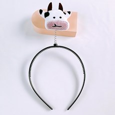 스프링 인형 머리띠 동물 생일 파티 사진관, G10.스프링인형머리띠-젖소