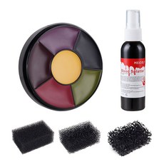 특수 효과를 위한 MEICOLY 6 컬러 멍 휠 2 1온스 피 스프레이 피가 극장용 할로윈 액체 피를 튀겨 3pcs 스티플 스펀지가 포함된 페이스 바디 페인트, bruise makeup kit