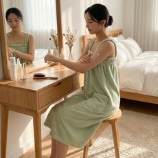 온빛홈 여성 샤워가운 목욕가운, 그린, 1개