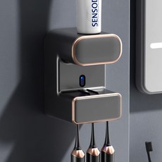 자동센서 치약 디스펜서 겸 UVC 칫솔살균기(블랙), 상세 참조, 상세페이지 참조