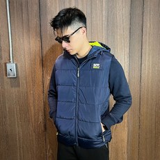 Superdry 極度乾燥 Puffer 連帽鋪棉背心外套，深藍色，M/L號