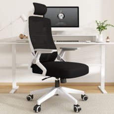 헤르티만 허리 편한 사무용 의자 컴퓨터 학생 메쉬 의자, 화이트+블랙(Black)