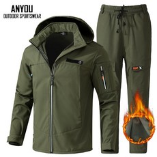 ANYOU 겨울 남자 방수 기모 보온 상하의 세트 방한복 아웃도어 작업복 따듯한