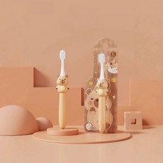 兒童牙刷 軟毛細毛 嬰幼兒適用 3-9歲, 1個, 卡皮巴拉(1入吸卡紙包裝)