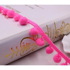 미니 진주 폼폼 프린지 리본 재봉 레이스 니트 원단 수제 DIY 공예 액세서리 4 야드 트림 볼 10 mm, 4yard, bright rose, bright rose