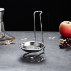 不鏽鋼多功能湯勺架, 單圓架+亮光碟（特價款）