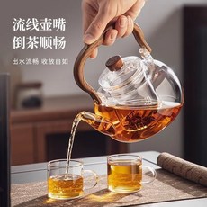 玻璃提樑壺 泡茶家用 加厚耐高溫, 四個裝茶杯透明, 1個