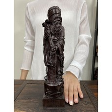 御古齋 精選黑檀木精雕八仙祝壽擺件 鐵拐李/藍采和/何仙姑/鍾離權/呂洞賓/韓湘子/張果老/曹國舅 兩種尺寸, 張果老 (18cm)