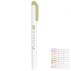 제브라 마일드라이너 파스텔 컬러 형광펜트윈 WKT7 낱색 다꾸펜 일러스트펜, ML 올리브(MOL)